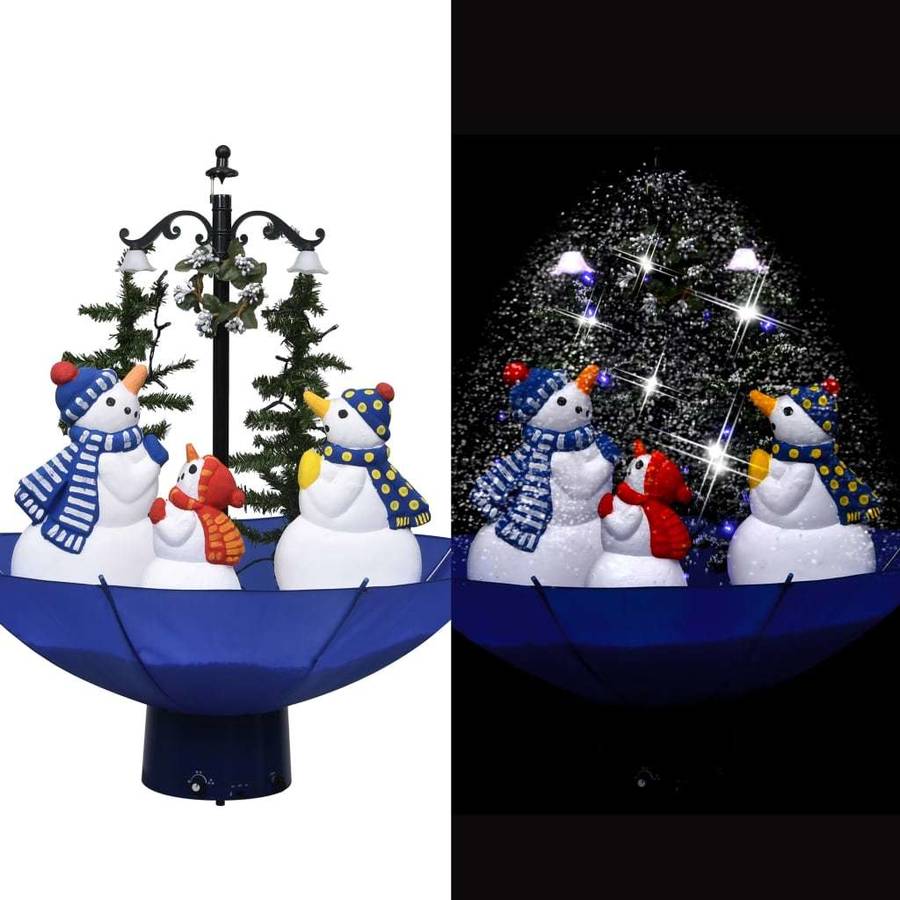 Árbol de Navidad VIDAXL con Muñeco de Nieve Base Paraguas (PVC - Azul - 75 cm)
