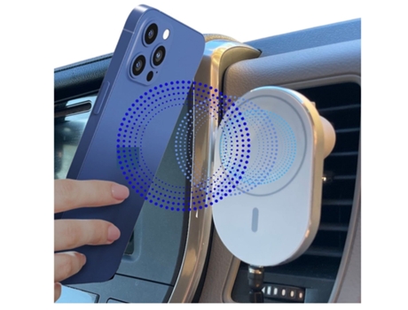 Cargador Montagem Carro Magsafe Qi Sem Car Ventilador para iPhone 15/12 YIZHOOD Blanco