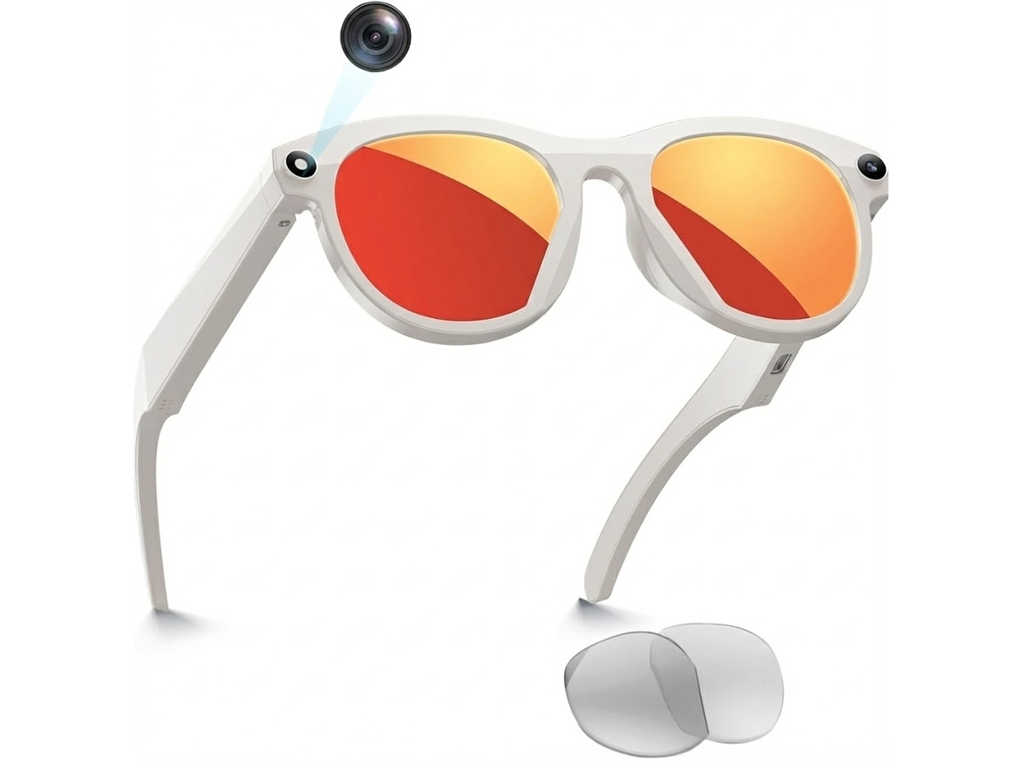 Smartglasses Con Cámara, Inteligencia Artificial, Conectividad Bluetooth Y Funciones De Traducción Y Control De Voz (blanco)