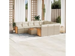 Conjunto de sofá de jardín de 11 piezas con cojines de mimbre beige DKD Home Decor