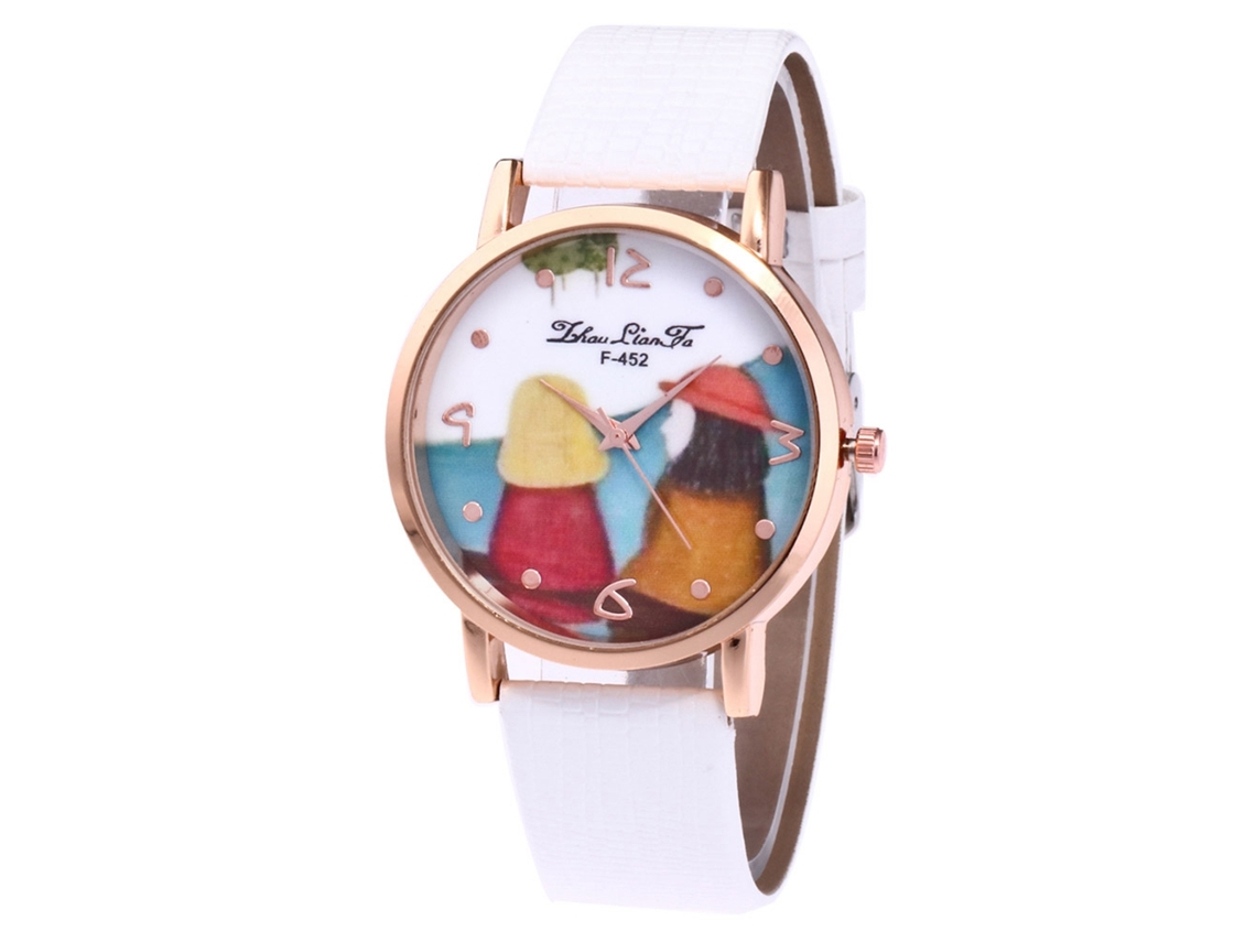 Reloj De Cuarzo Para Mujer Zhoulianfa Con Correa De Cuero Pu Dial Redondo Blanco