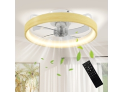 Ventilador de techo con luz LED, Ø49 cm, 7 aspas, 6 velocidades, brillo regulable, modo verano/invierno. ZENCORE SERVICES