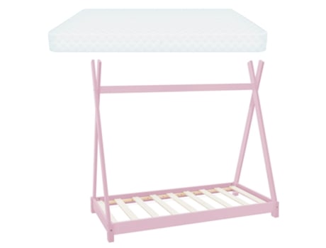 Cama infantil tipi rosa pino con colchón oeko-tex 100 espuma fría 70 x 140 cm ML-DESIGN