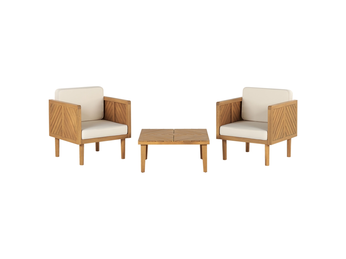 Conjunto de balcón BELIANI Baratti de Madera de acacia Madera clara 70x70x29