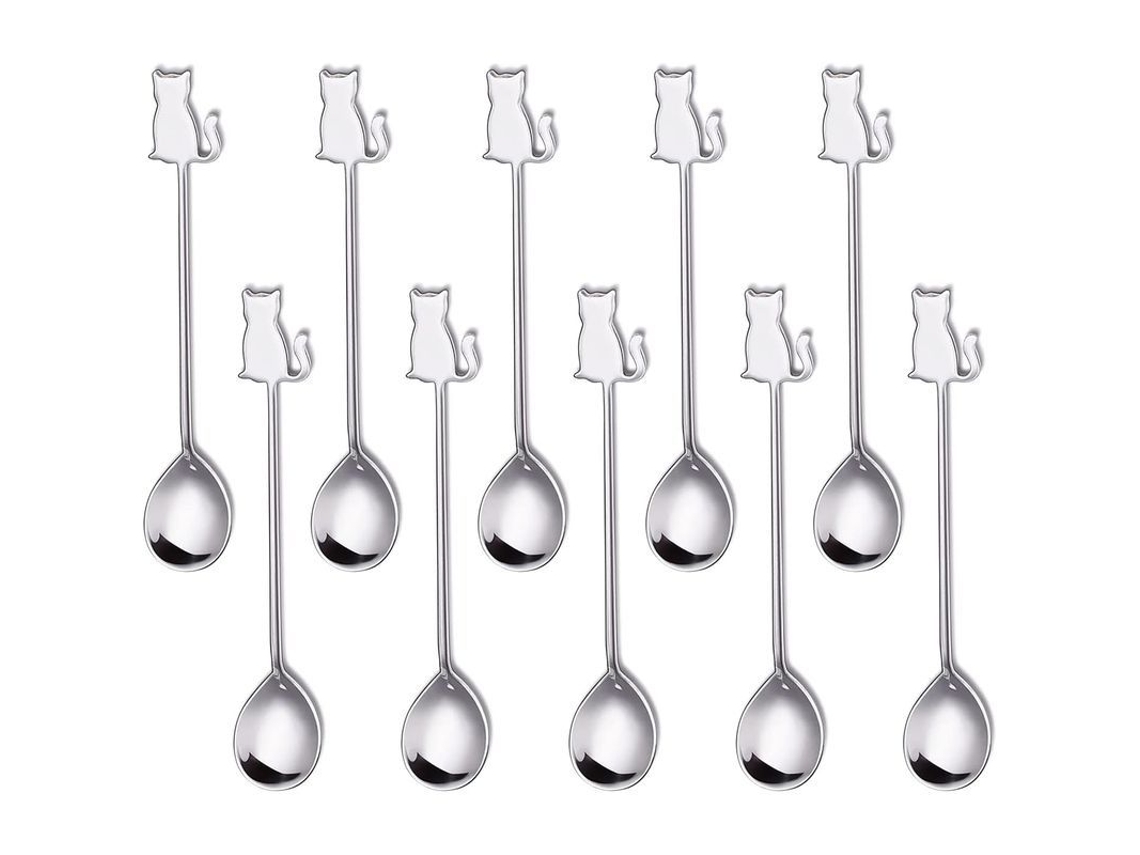 2026da-cucharas Mini De Acero Inoxidable 5.59in Para Café Té Postre Helado 10 Piezas Plata
