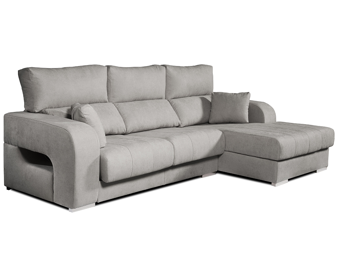 Chaiselongue Diamante de Tela Derecha Color Gris 3 plazas 284x160x102
