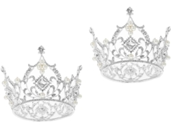 2 Piezas De Tiara Nupcial Barroca Cuadrada Con Diamantes, Accesorio De Boda Para Blanco Refinado