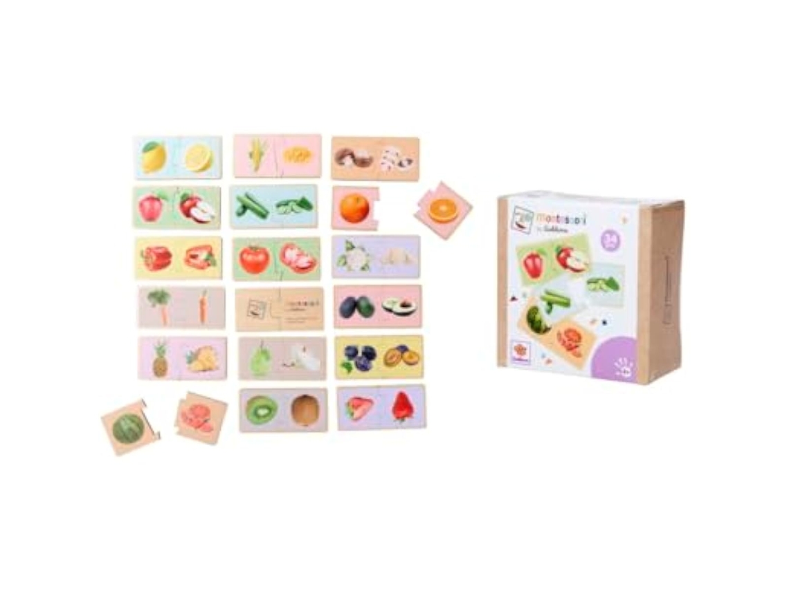 Eichhorn Puzzle Montessori De Madera, Frutas Y Verduras, 34 Piezas Con Imágenes Reales, Fsc, Desde 2 Años (100006000),nuevo