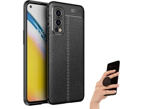 Kit Funda y Popsocket Oneplus Nord 2 Rugged Leather Negro