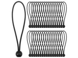 Cuerda Elástica Bungee, 35 Bolas Elásticas Negras (20cm) Para Toldos, Tiendas Y Carpas, Resistente Y Portátil