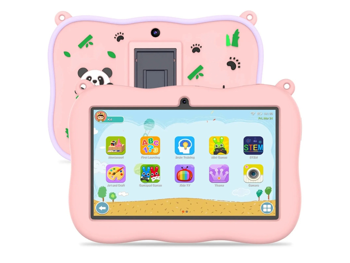 Tablet para niños de 7 pulgadas WiFi Bluetooth Software educativo instalado con estuche a prueba de golpes (2 GB de RAM 32 GB de ROM) VEANXIN