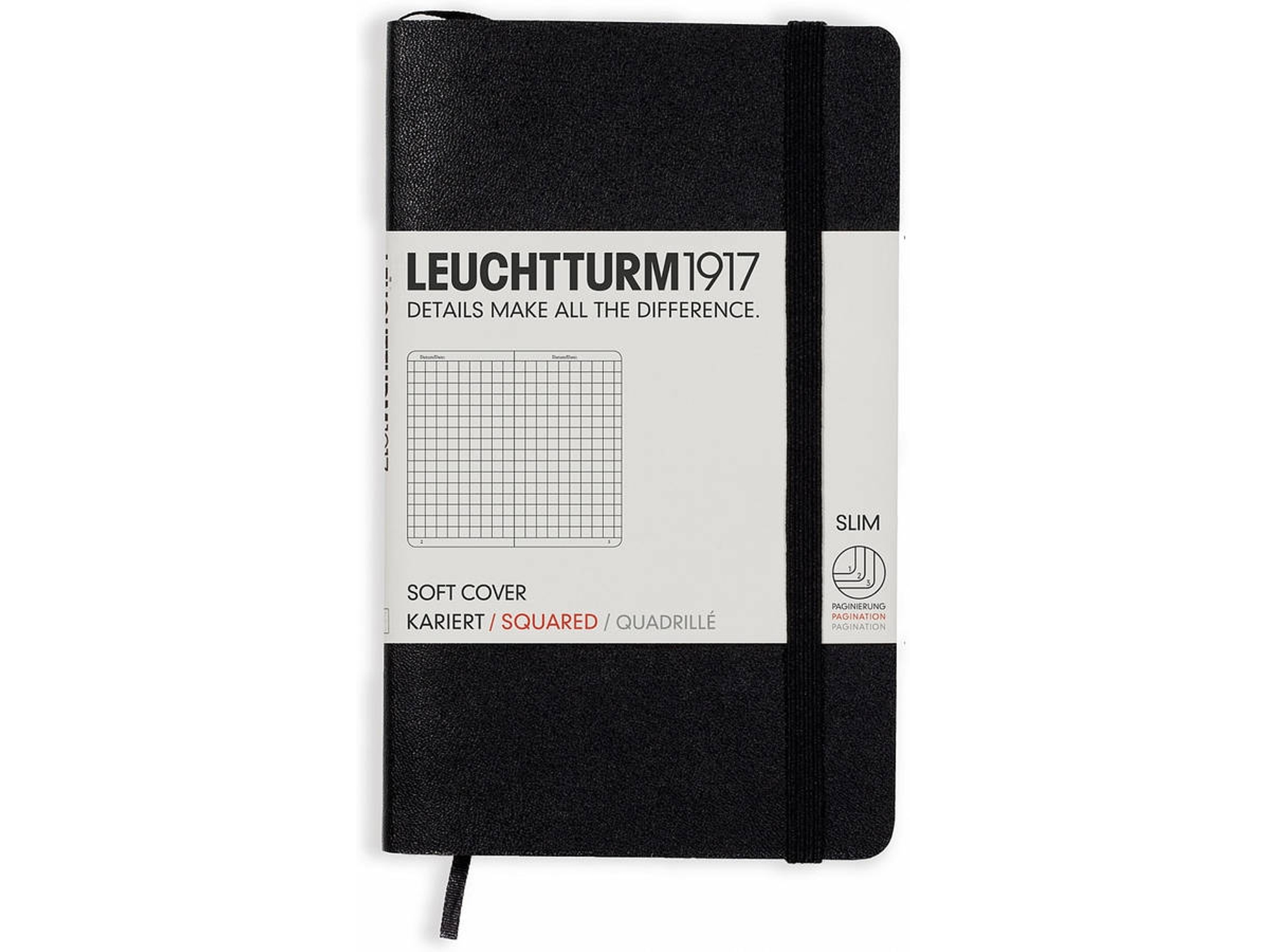 Cuarderno LEUCHTTURM (A6 - Cuadriculado - 14x9x1.2cm - Negro)
