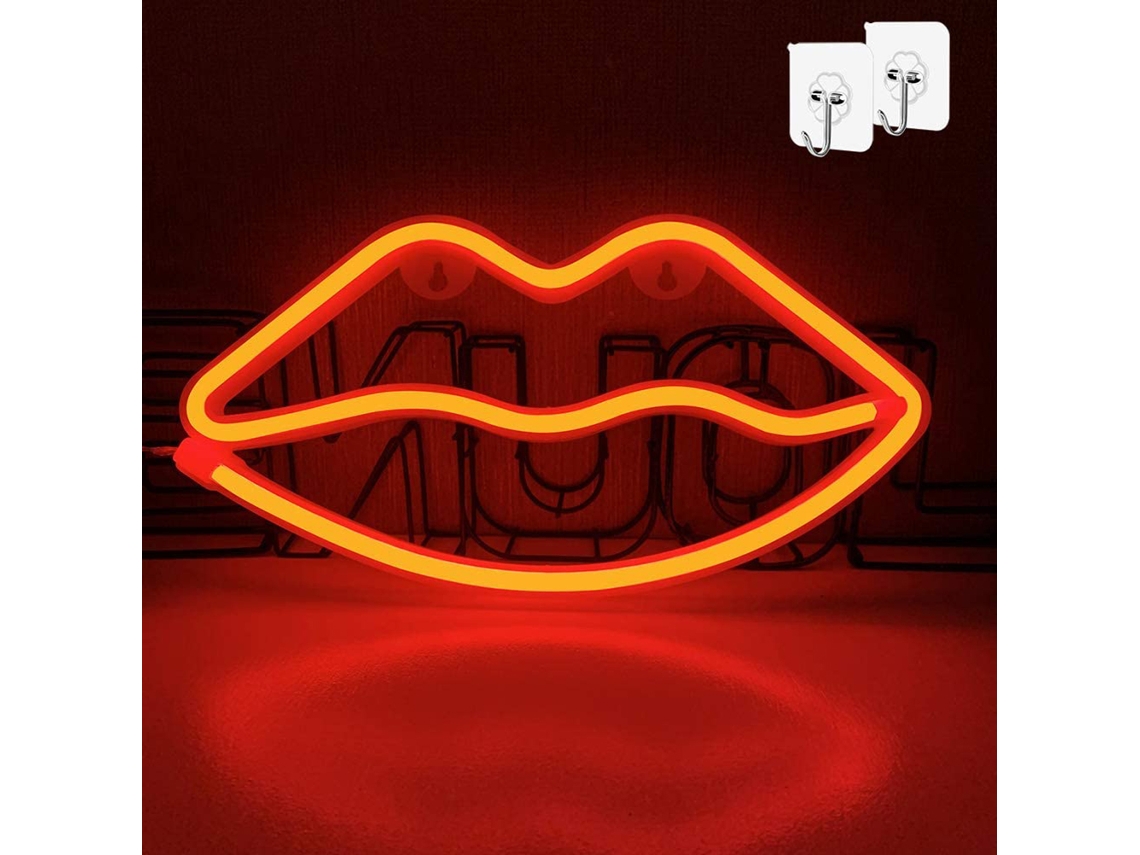 2026-luz Neon De Labios Led Para Decoración De Pared, Funciona Con Baterías O Usb, Lámpara De Labios Para Hogar, Bar, Fiestas, Navidad Y Bodas