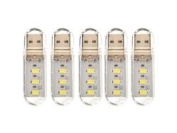 2026-5pcs Luz De Noche Usb Portátil Mini 5v 3leds Para Escritorio Lectura Luz Blanca Cálida Clase Energética A+