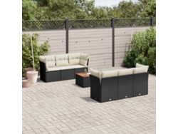 Conjunto de sofá de jardín de 7 piezas con cojines de mimbre negro de DKD Home Decor