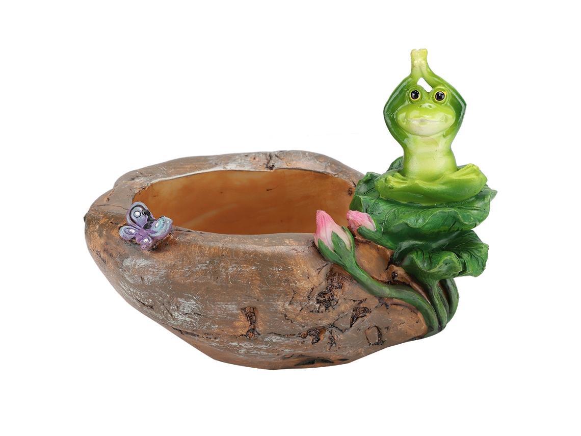 Jarrón decorativo de resina con forma de rana de yoga