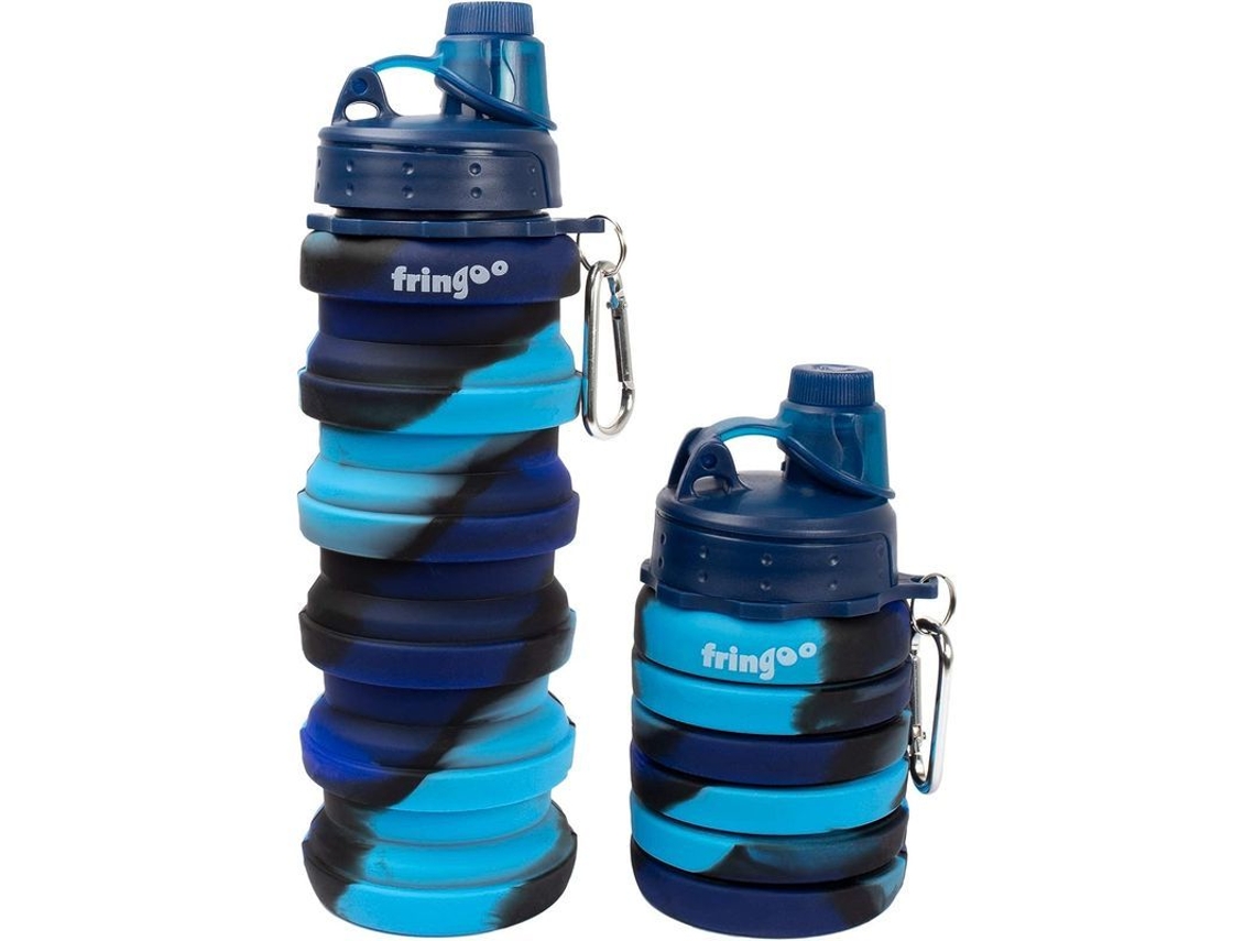 2026-44084-botella De Agua Plegable Linjou Con Clip Carabiner, Camuflaje Azul Marino Para Niños