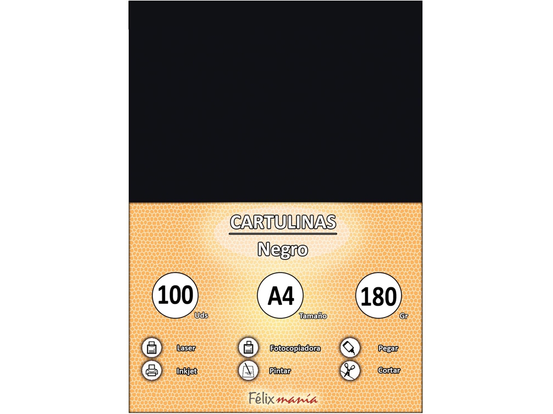 180Gr A4 Cardboard Black 100 Hojas