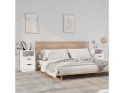 Mesitas de Noche LOVELY HOME Mesinha 2 Pcs Madeira Processada Branco