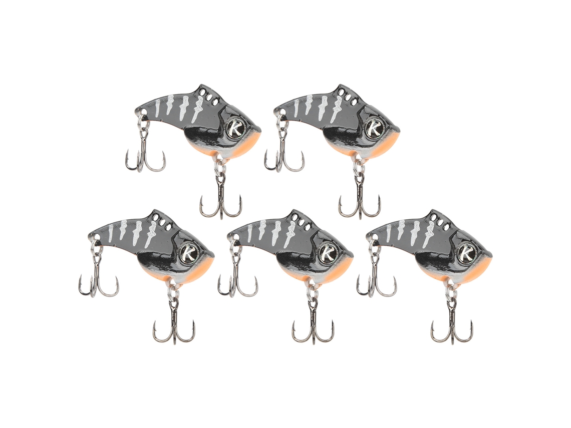 5 Piezas De Cebo Artificial Para Pesca, Placa De Hierro Cortada Con Láser Con Triple Anzuelo Para Agua Salada Y Dulce, Rayas Blancas Y Negras.