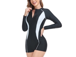 Traje de baño largo blanco con protección UV, talla L