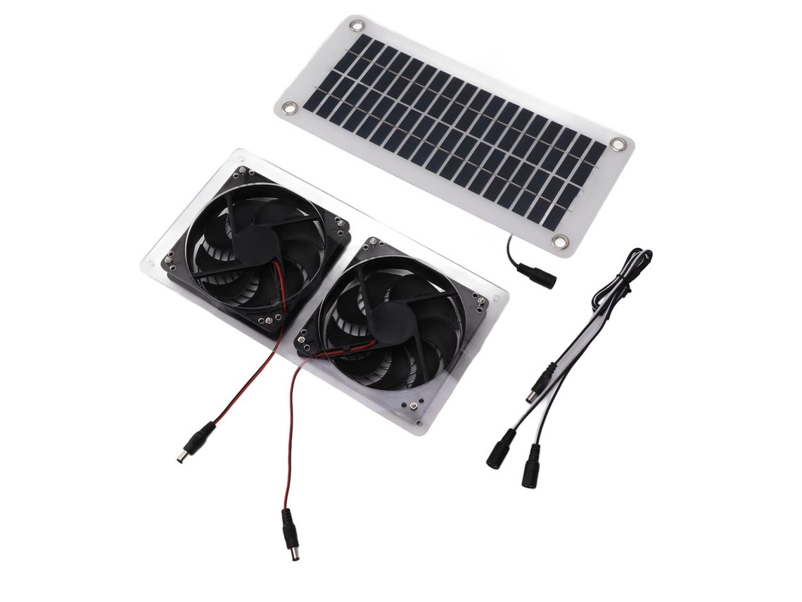 Ventilador solar Primerox de 50 W con panel solar portátil de ABS para cocina, remolque, dormitorio y mascotas.