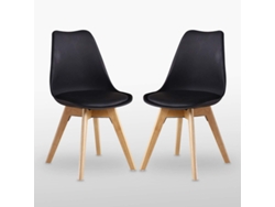Conjunto de 2 Cadeiras de Jantar LIFE INTERIORS (83 x 44 x 48 x 46 - Couro Sintético - Preto)