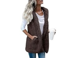 Chaleco Abrigo Sem Mangas Para Mulher Teddy Bear Fleece Macio Inverno Lcoffee