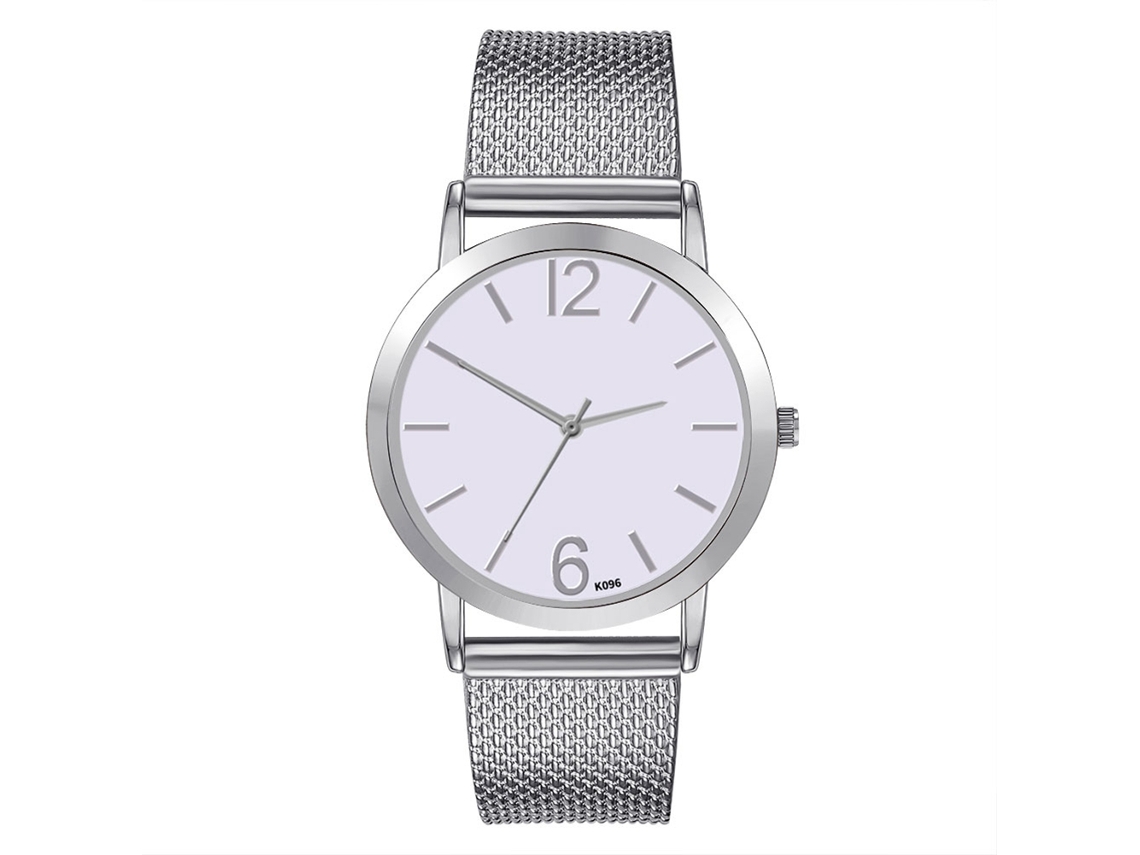 Reloj De Pulsera De Cuarzo Para Hombre Y Mujer Con Dial Redondo Y Correa De Plástico (plata)