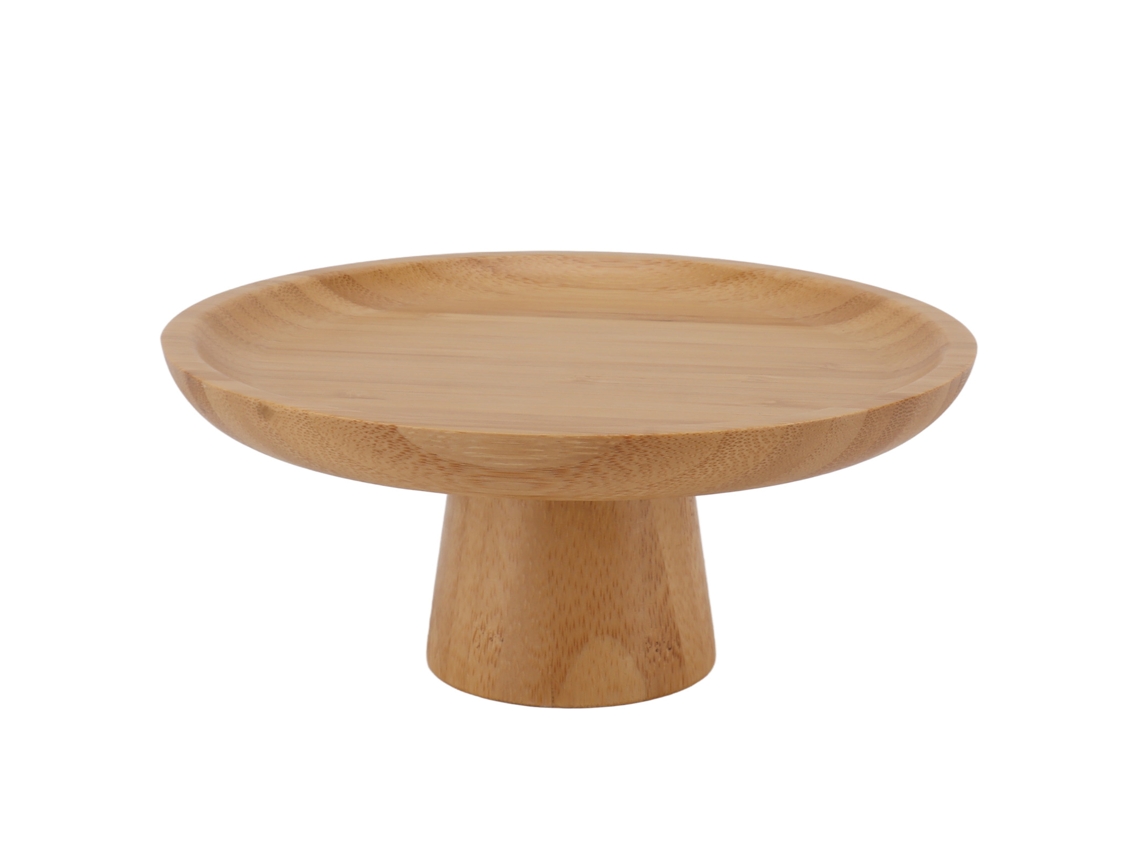Plato Alto Redondo De Madera Maciza Para Frutas, Bandeja Para Pasteles, Plato Ligero Para Frutas Del Hogar.