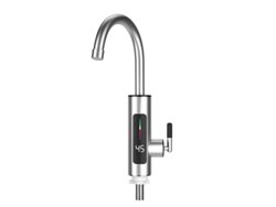 Grifo eléctrico de agua caliente y fría instantáneo de 3000 W, pantalla LED, acero inoxidable plateado y negro.