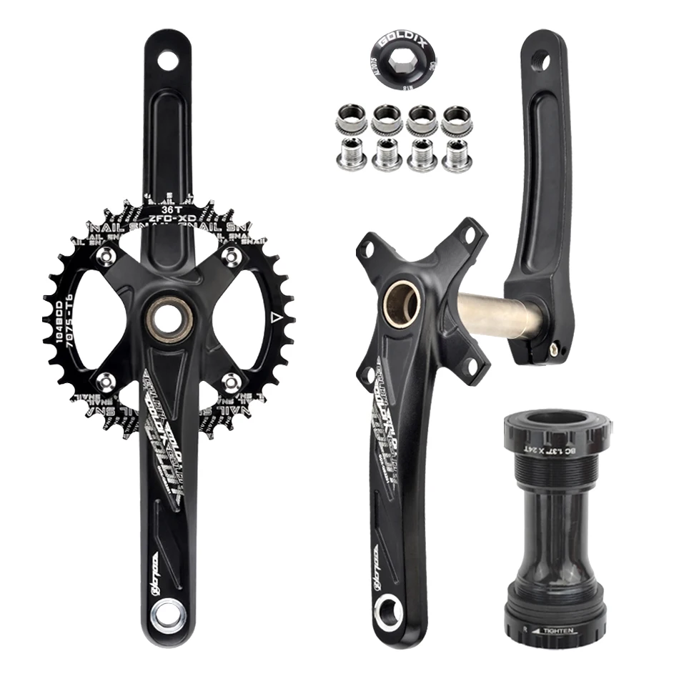 Juego de bielas para bicicleta Goldix 104BCD, 170/175 mm, redondas/ovaladas, 32/38 dientes, ancho/estrecho, Vayotoy