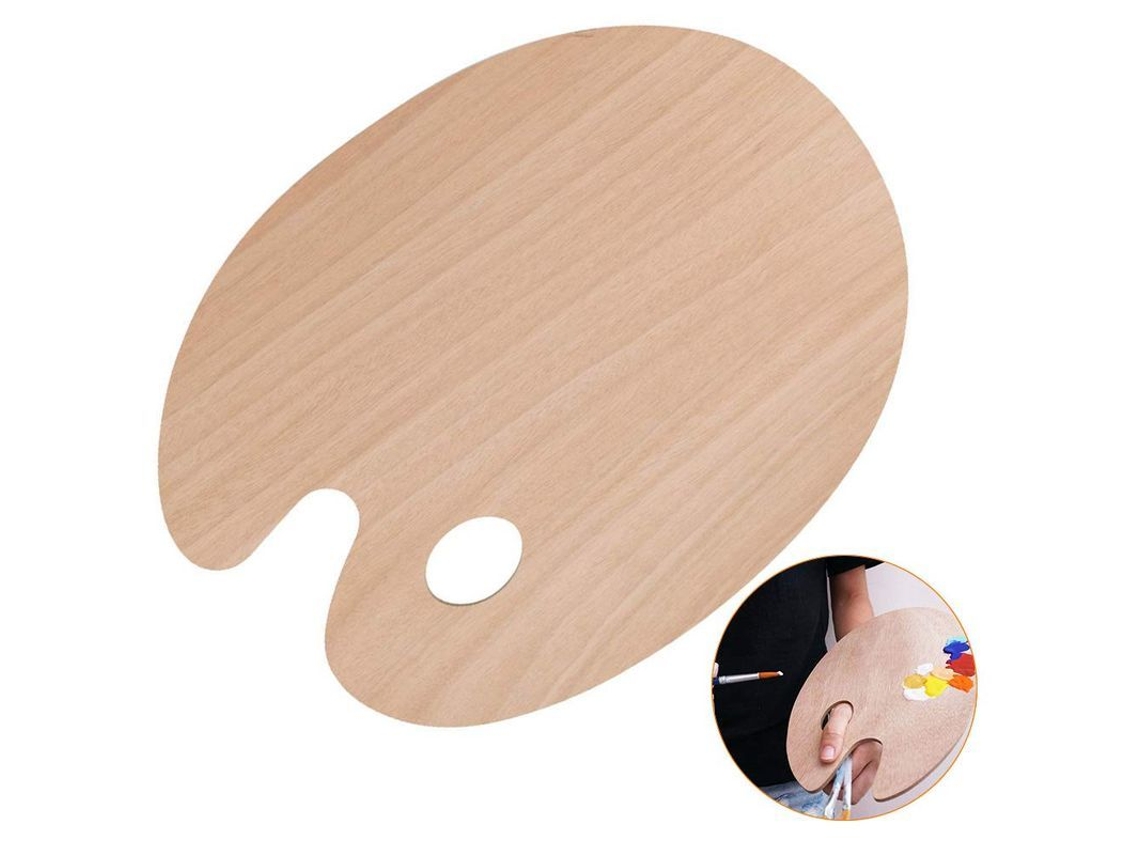 2026-34308-paleta De Pintura Clásica De Madera Con Agujero Para Pulgar 20x30cm Ligera Resistente Para Artistas Principiantes