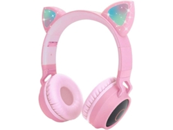 Auriculares Inalámbricos Para Niños Con Luces Led, Diseño De Orejas De Gato, Estéreo Bluetooth Plegable Con Micrófono.