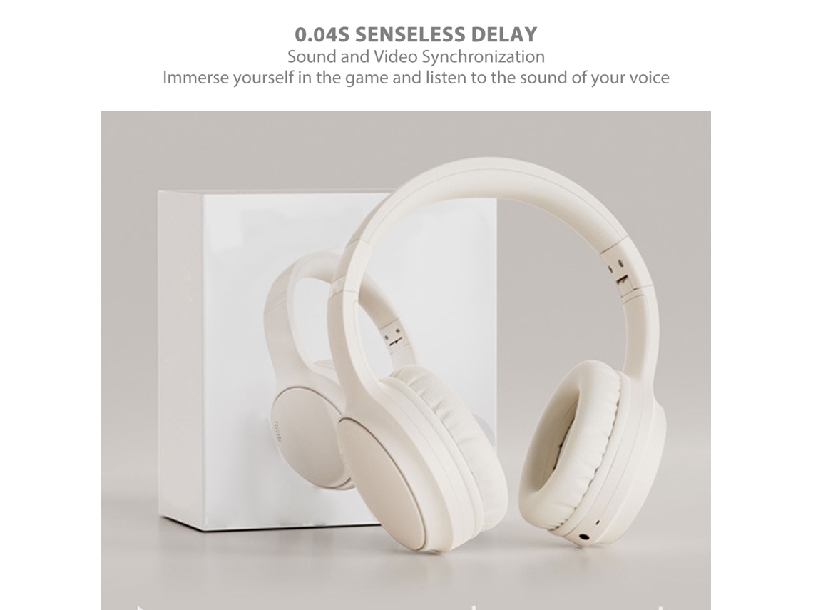 Auriculares Bluetooth Con Cancelación Activa De Ruido, Plegables, Modo De Reproducción Dual, Color Albaricoque.