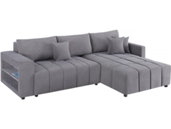 Sofá esquinero convertible de 3 plazas en tejido de chenilla Trocadero gris Palozi Sofa