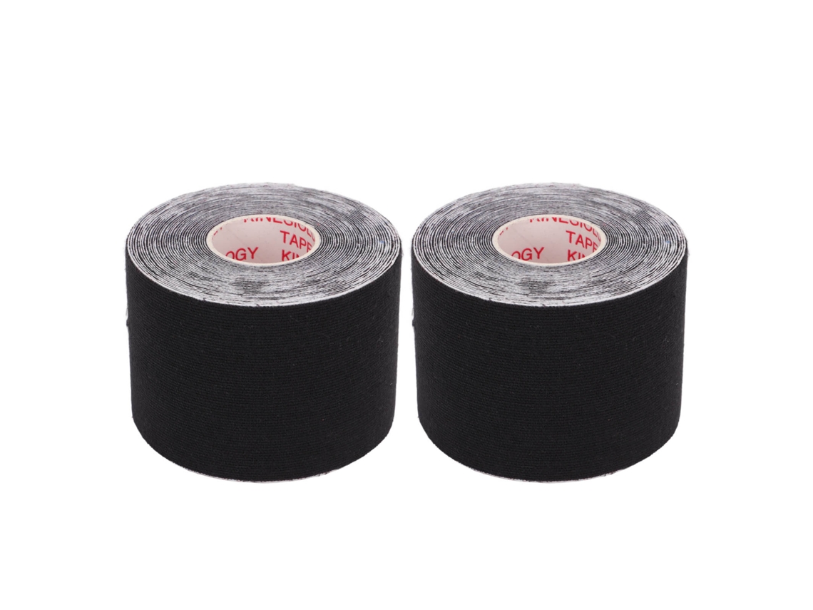 Kklv-2pcs Cinta Kinesiológica Atlética 5cmx5m Protector De Músculo Para Fitness Badminton Negro