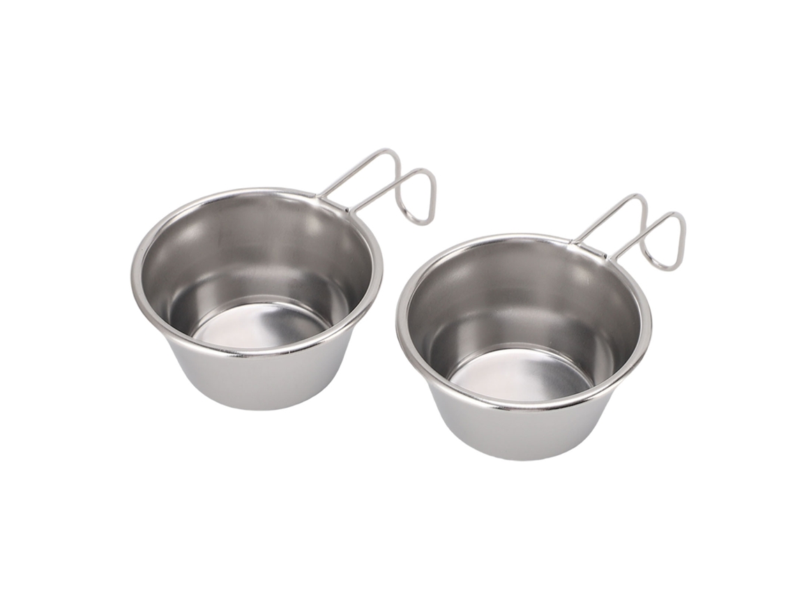 2 mini vasos de acero inoxidable para camping con asa