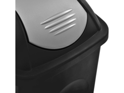 vidaxl Cubo de basura con tapa abatible 60 L negro y plateado