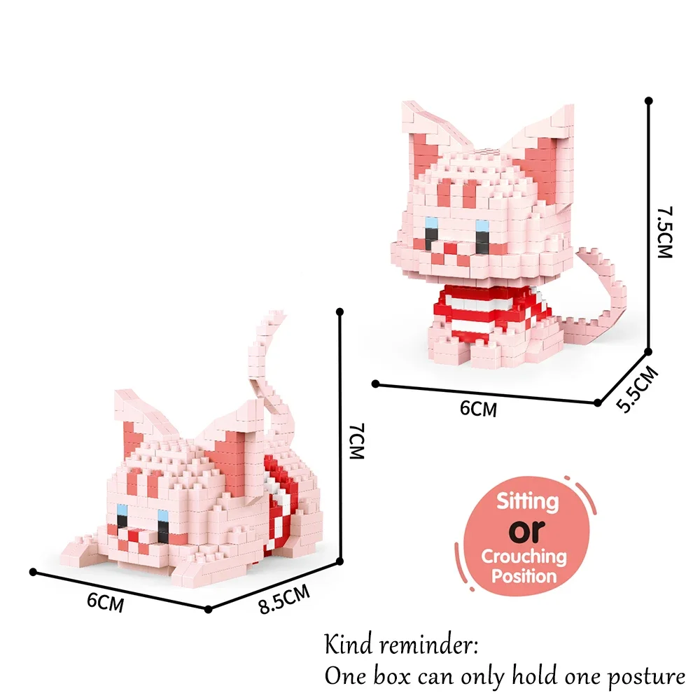 Lindo Juego De Bloques De Construcción En Miniatura Con Forma De Gato, Que Se Puede Construir En Dos Formas Adorables.
