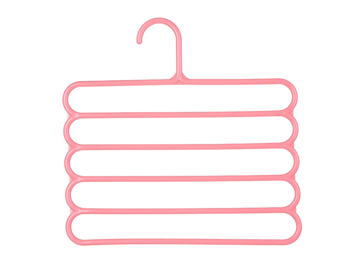 Rack Para Calças De Plástico De 5 Camadas Que Economiza Espaço Cabide Antiderrapante 2 Peças Rosa 