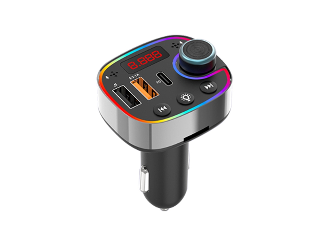 Transmisor de FM YIZHOOD T6S Bluetooth 5.0 Handsfree Car Kit Audio MP3 2.1A Player Receptor de audio 2 USB Cargador rápido para iPhone negro