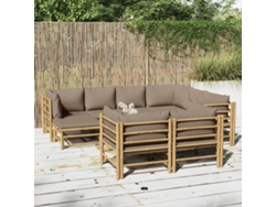 10 unidades Conjunto. Lounge Jardim Bambu Almofadões Cinzento Acastanhado Dkd Decoración Del Hogar