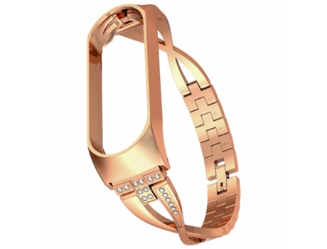 Correa de metal con decoración de diamantes para Xiaomi Mi Band 4/3 - oro rosa