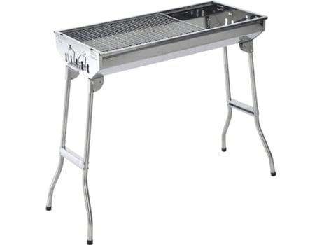 Outsunny Barbacoa Y plegable plateada de acero inoxidable con parrilla bbq picnic camping 73x33x71 cm 73x33x71cm