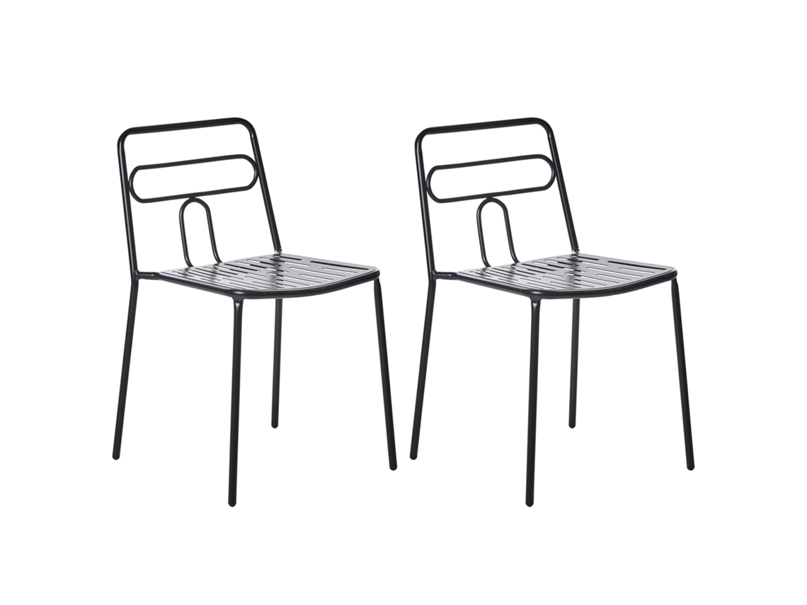 Conjunto De Cadeiras Empilháveis Para Pátio Beliani Agerola De Aço Preto 48x48x78