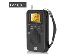 Mini radio portátil AM/FM estéreo de doble banda 2022 con receptor de radio de bolsillo con pantalla digital y reloj despertador.