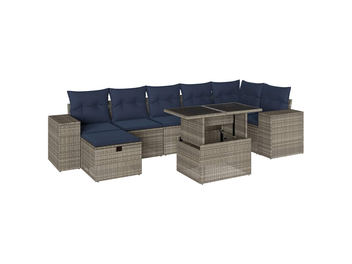 Maison Exclusive - Conjunto De Sofá De Jardín De 8 Piezas Con Cojines, Poliratán Gris
