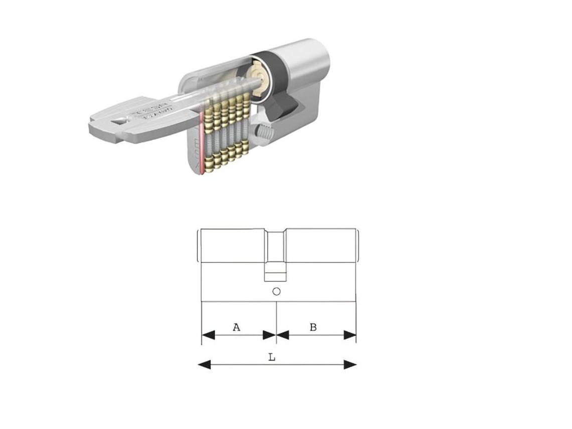 Cilindro TESA Seguridad T60 /30x30 Niquelado Leva Corta