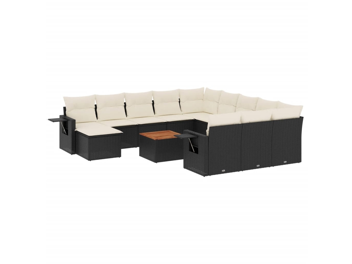 Maison Exclusive - Set De Sofás De Jardín Y Cojines 13 Pzas Ratán Sintético Negro